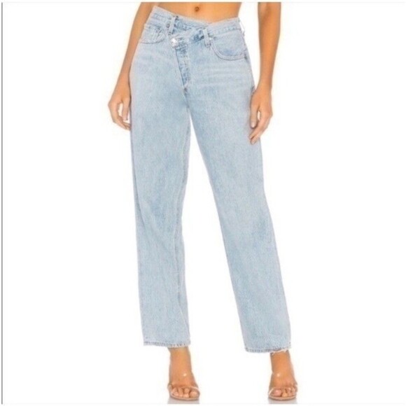 AGOLDE Criss Cross Crossover Suburbia High Rise Denim Straight Leg Jeans Size 25 - Picture 3 of 12